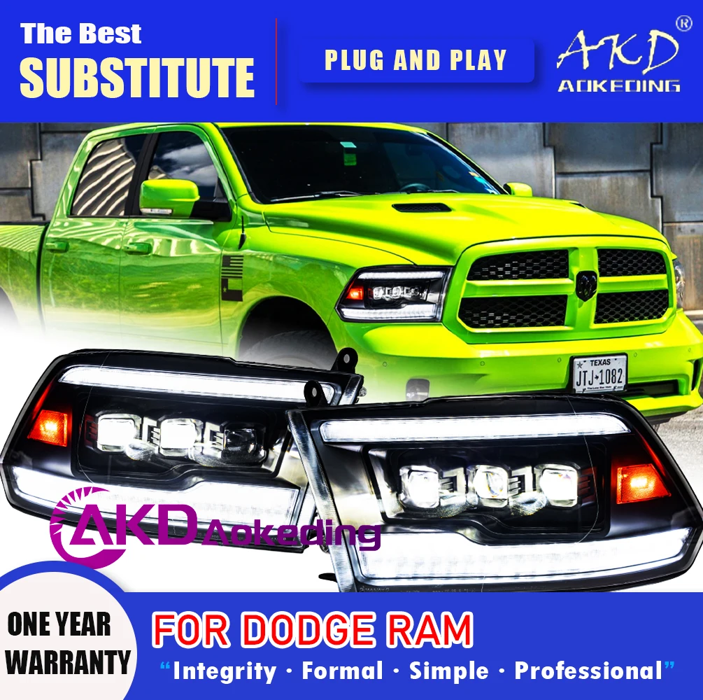 

Фара AKD для Dodge RAM 1500 2500, светодиодная фара 2008-2018, фары RAM DRL, указатель поворота, дальний свет, линза проектора «ангельский глаз»
