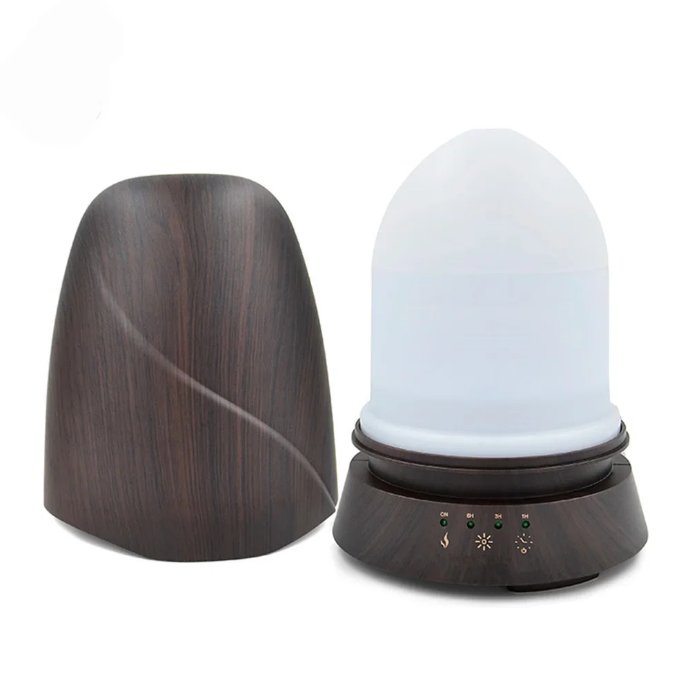 Air Humidifier Essential Oils Aroma Diffuser Wood Grain Lamp 4 Time Aromatherapy Machines for Baby Home Bedroom 350ml Auto Off