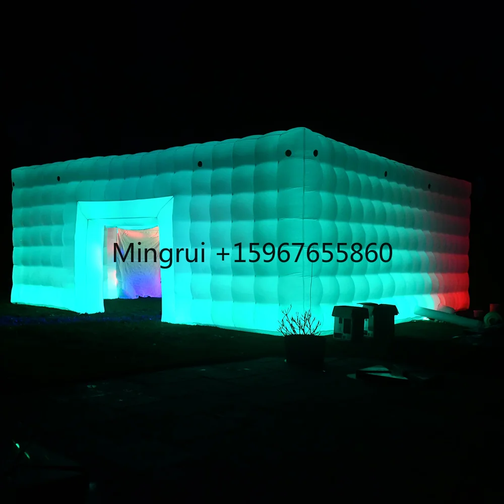 Factory supply outdoor Event Commercial rental Portable Pop Up Cube LED light Disco NightClub tent Inflatable party Tent