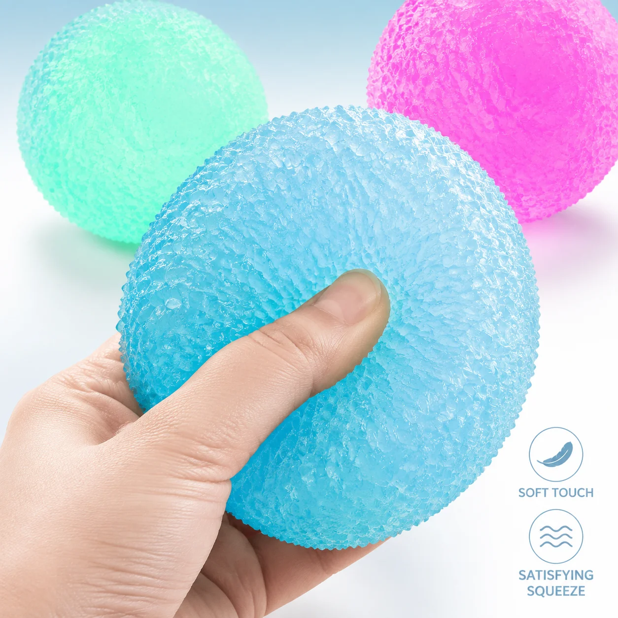 Fidget Sensory Toy for Anxiety Relief NEEDOH Textured Slow Rebound Gel Stress Ball Holiday and Back to School Gift Random Color