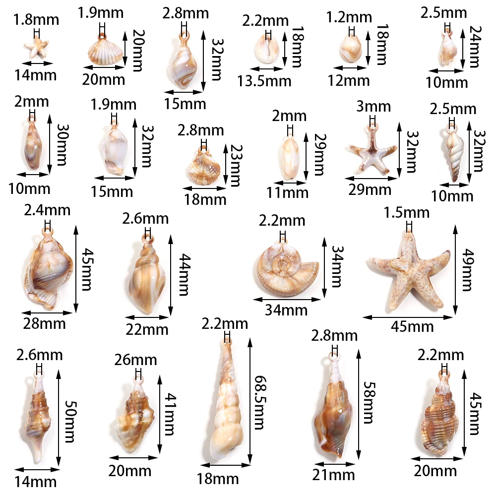 10-100pcs Natural Shell Acrylic Charms Ocean Conch Starfish Seashell Pendants For Jewelry Making DIY Bracelets Keychain Supplies view 4