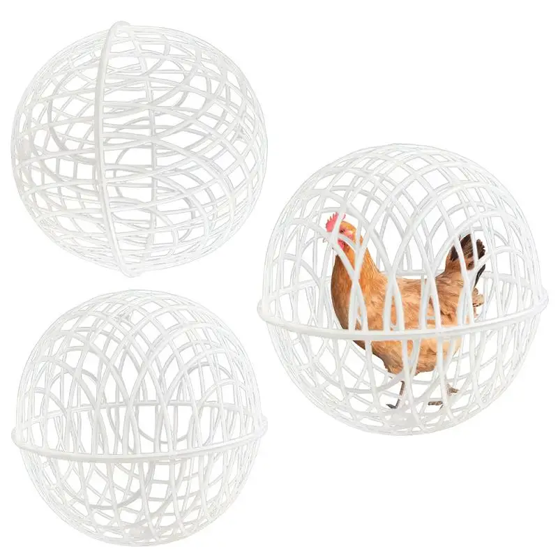 Chicken Ball Cage Movable 3 Pieces Chicken Orb Ball Cage Pet Safety Chicken Cage Ball-Shaped Chicken Hamster Ball Cage Safe