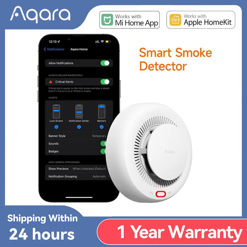 Aqara Smoke Detector Sensor Fire Alarm Zigbee 3.0 Monitor Sound Alert Home Security APP Works with Xiaomi Mi home Homekit