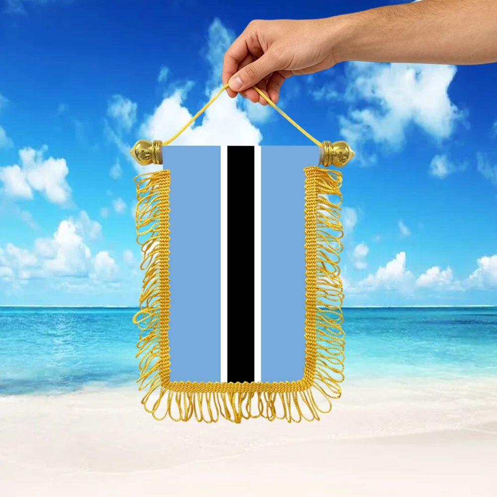 Botswana small hanging flag 10x15cm triangular flag car decoration hanging flag double-sided pattern with suction cup