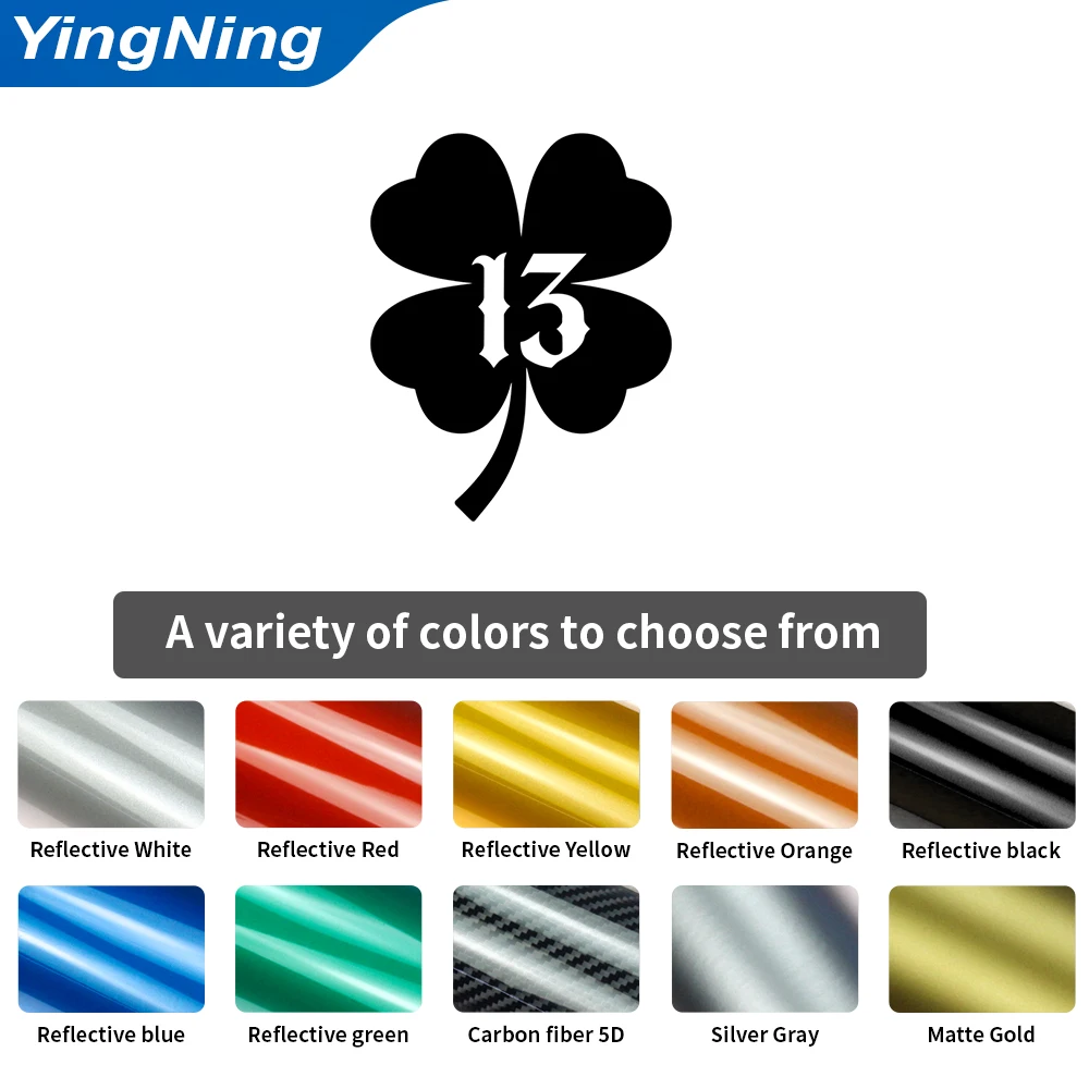 Lucky No 13 Four Leaf Clover Car Stickers Gothic Number Vinyl Decals Universal Truck Window Bumper Styling Cover Scratches Film