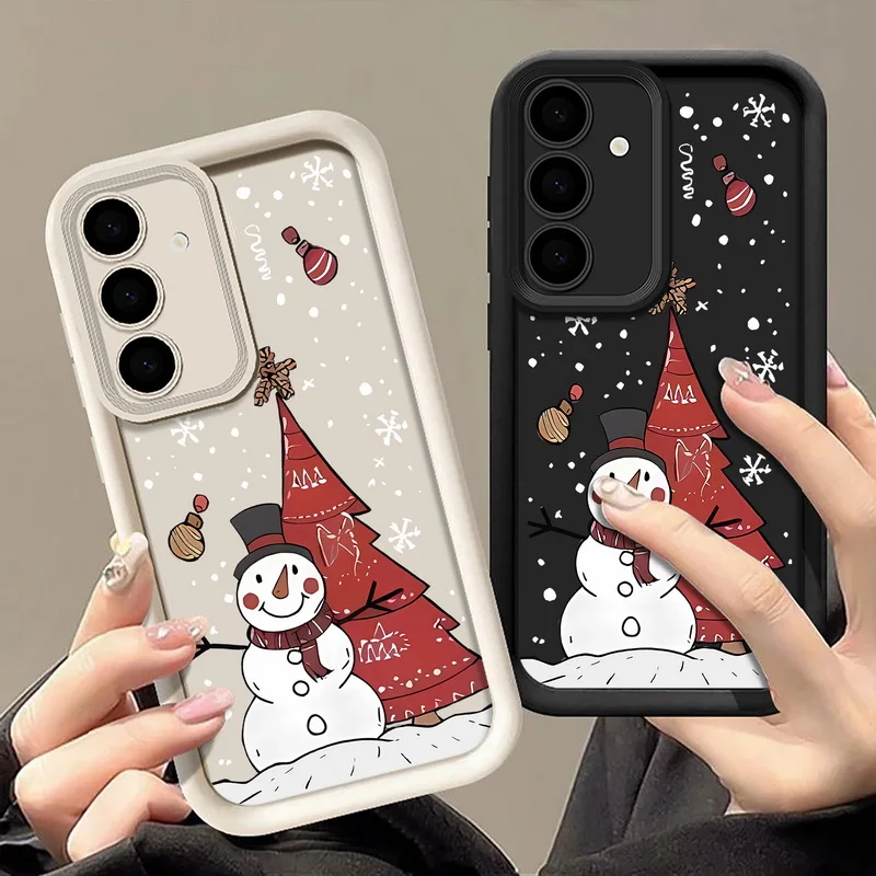 Weihnachten Schneemann Telefon Fall Für Samsung Galaxy A56 A16 A17 A36 A26 A36 A55 A54 A15 S24 S25 FE S24 S23 S22 Ultra S25 Rand Abdeckung