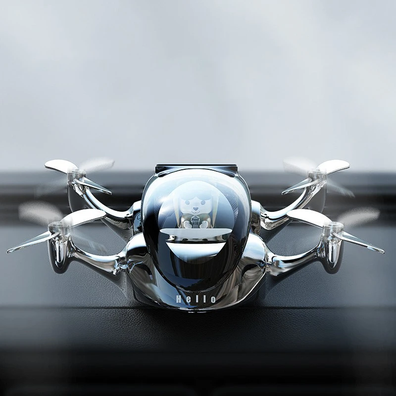 Cool Drone Car Ornament Solar Energy Aromatherapy Technology Car Centre Console Decoration Small Ornament Creative Gifts