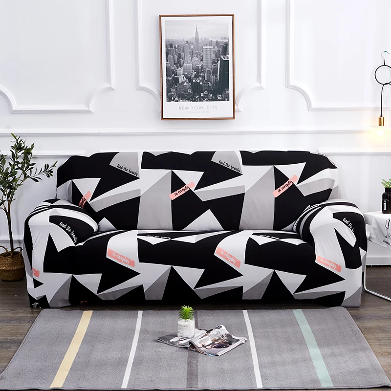 Black White Grey 1/2/3/4 Seater Sofa Cover Tight Wrap All-inclusive Sectional Elastic Seat Sofa Covers Couch Covering Slipcovers