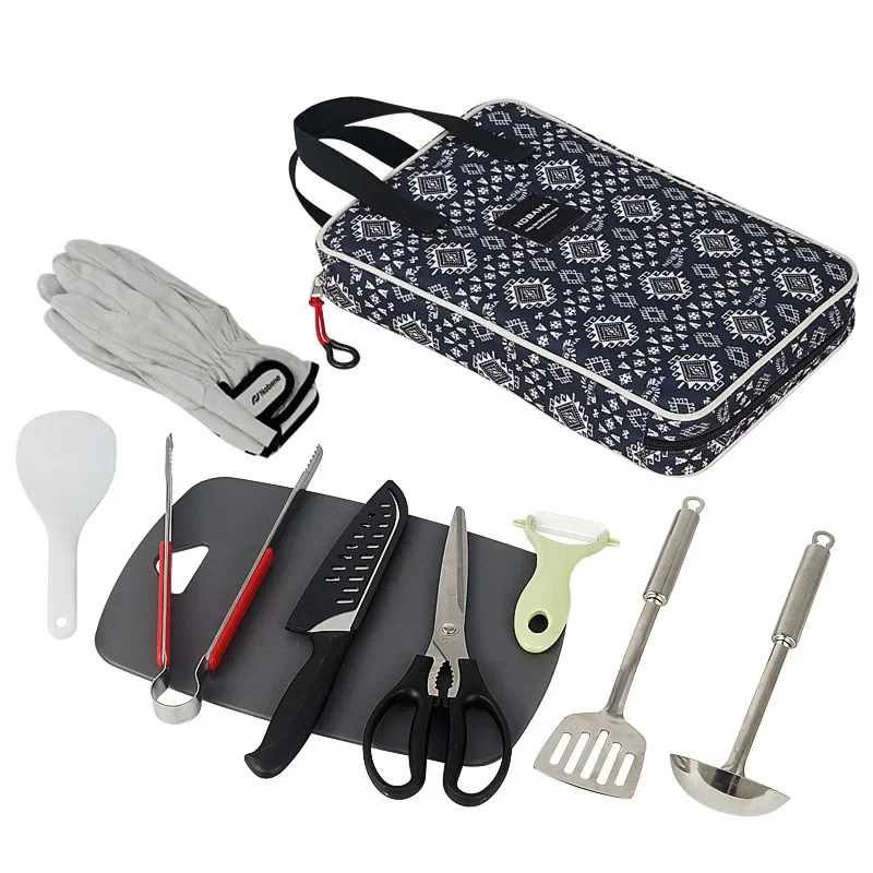 Outdoor Camping Cookware Set Rv Travel Kitchenware Self-drive Camping Cutlery With Barbecue Gloves