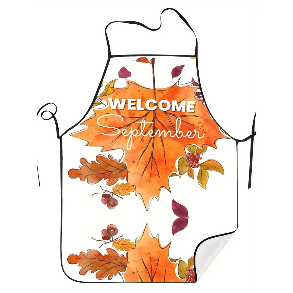 

Добро пожаловать в сентябре» Осенний тематический фартук с осенними листьями и ягодами, унисекс, регулируемые ремни, прочная тканая ткань, осенний декор
