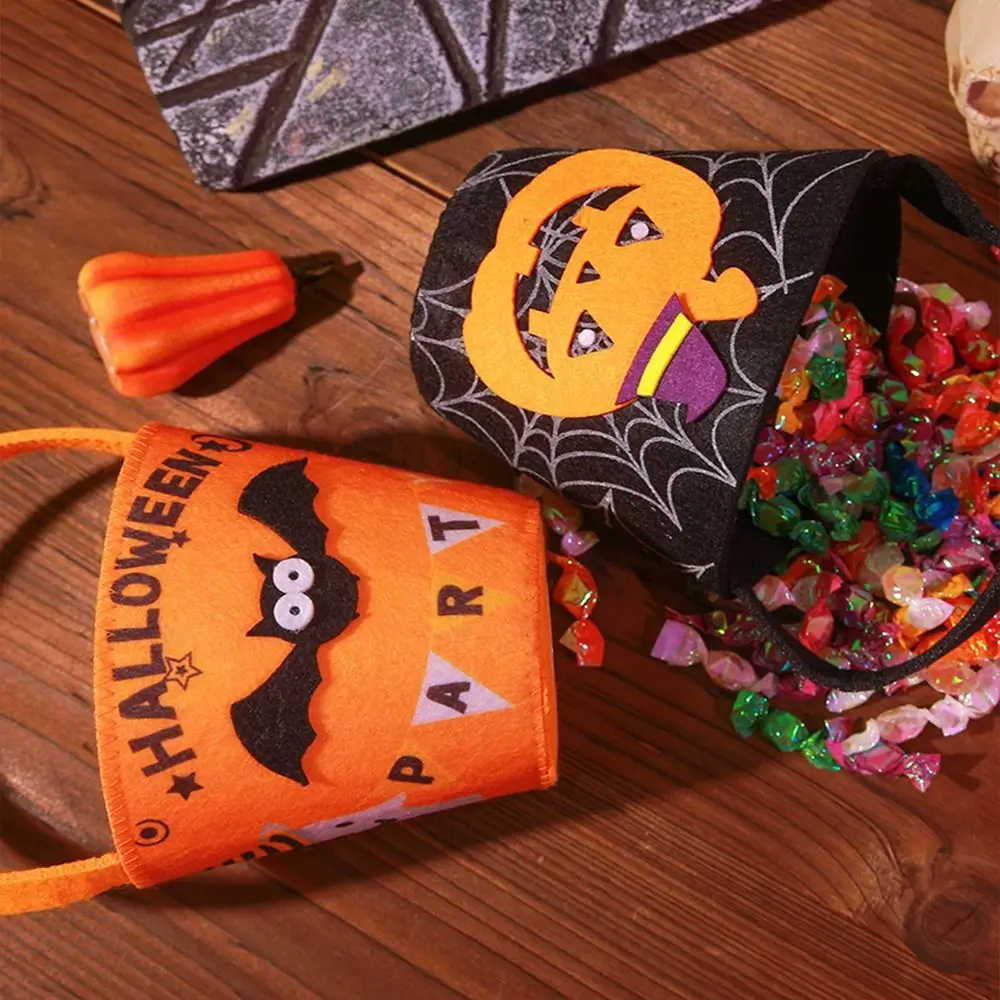 Bolsa de dulces de gran capacidad para Halloween, bolso de mano de calabaza con asa, ideal para regalo de fiesta