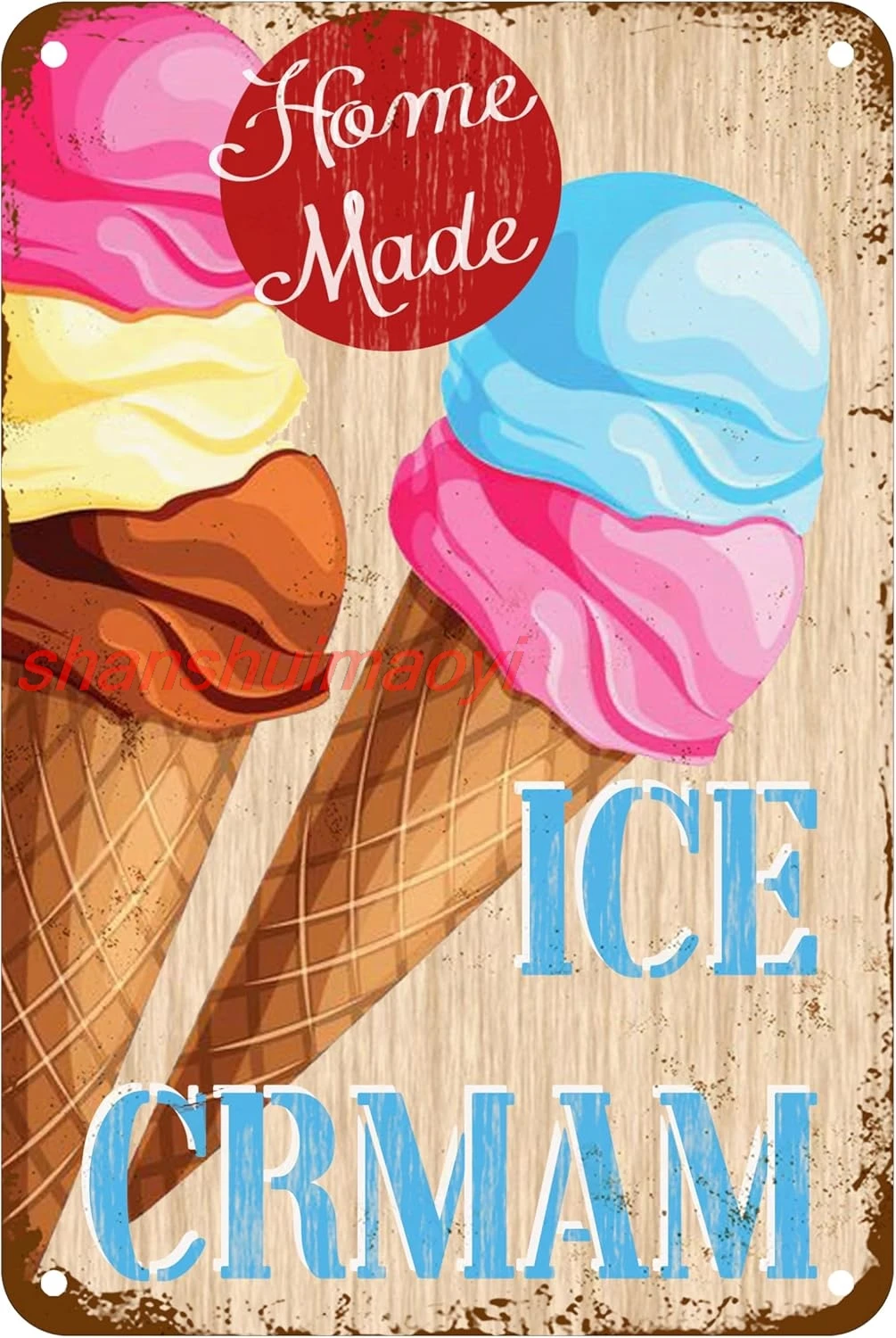 shan d Shop Ice Cream Metal Wall Signs Tin Plaques Bar Kitchen Home Man Cave Bedroom Lounge Dining Room Kitchen Coffee Ba 1pc