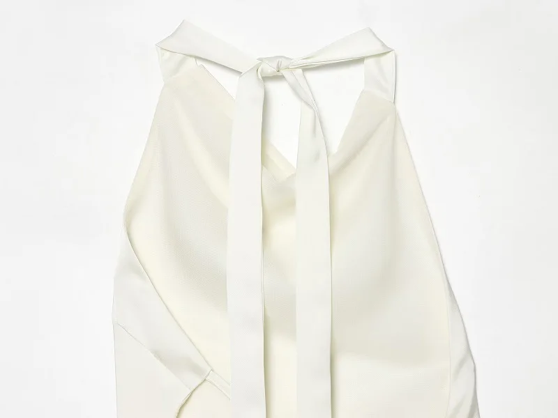 MUJER Sexy Satin-Neckholder-Top für Damen, asymmetrisches, rückenfreies Oberteil für Frauen, schulterfreies Sommer-Top, weibliches ärmelloses Tank-Top, Damen-Tops – Detail 10