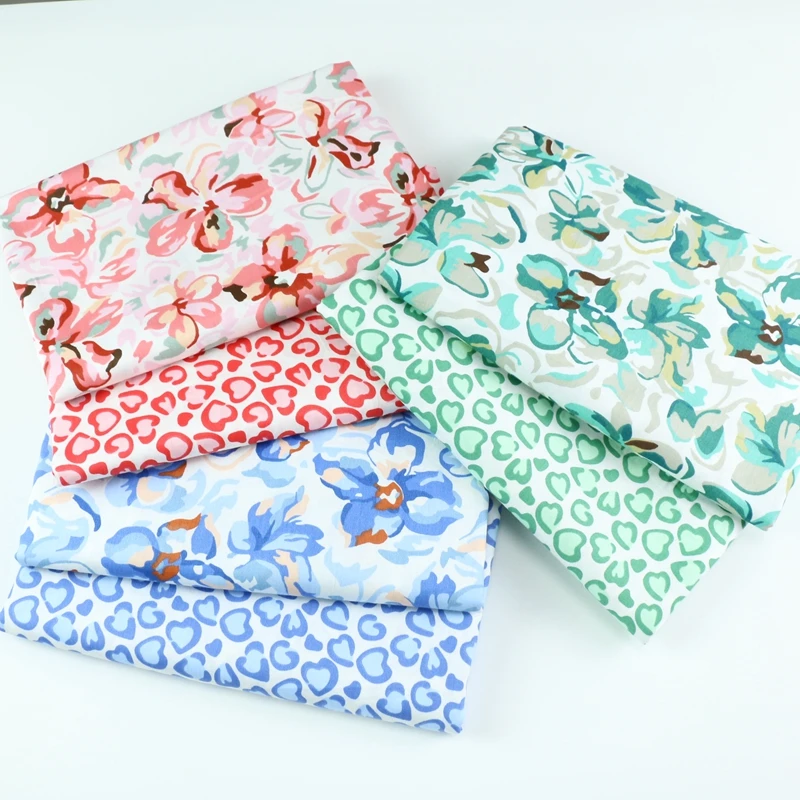 160x50cm Pastoral Rose Cotton Print Beautiful Pure Twill Fabric Four Piece Home Textiles Set Clothing