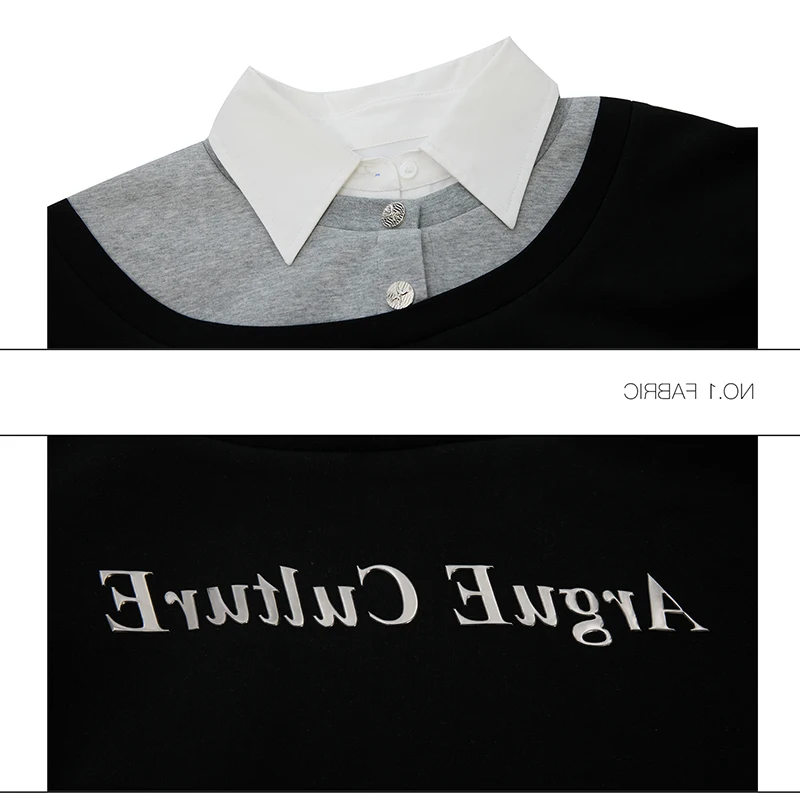 LUZHEN Street 2025 تصميم جديد متخصص رسالة المرقعة ملابس أصلية للرجال موضة كم طويل وهمية قطعتين البلوز JY4728