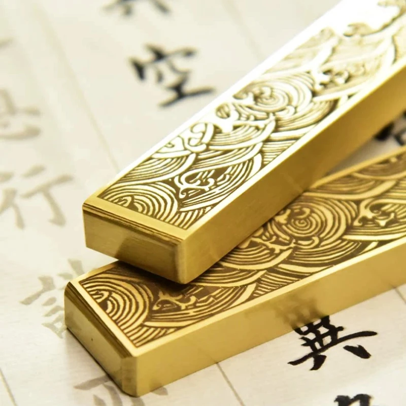 Chinese Calligraphy Brass Paperweight Creative Paper Press for Writing Brush Calligraphy Practice Paper Pressing Study Ornament