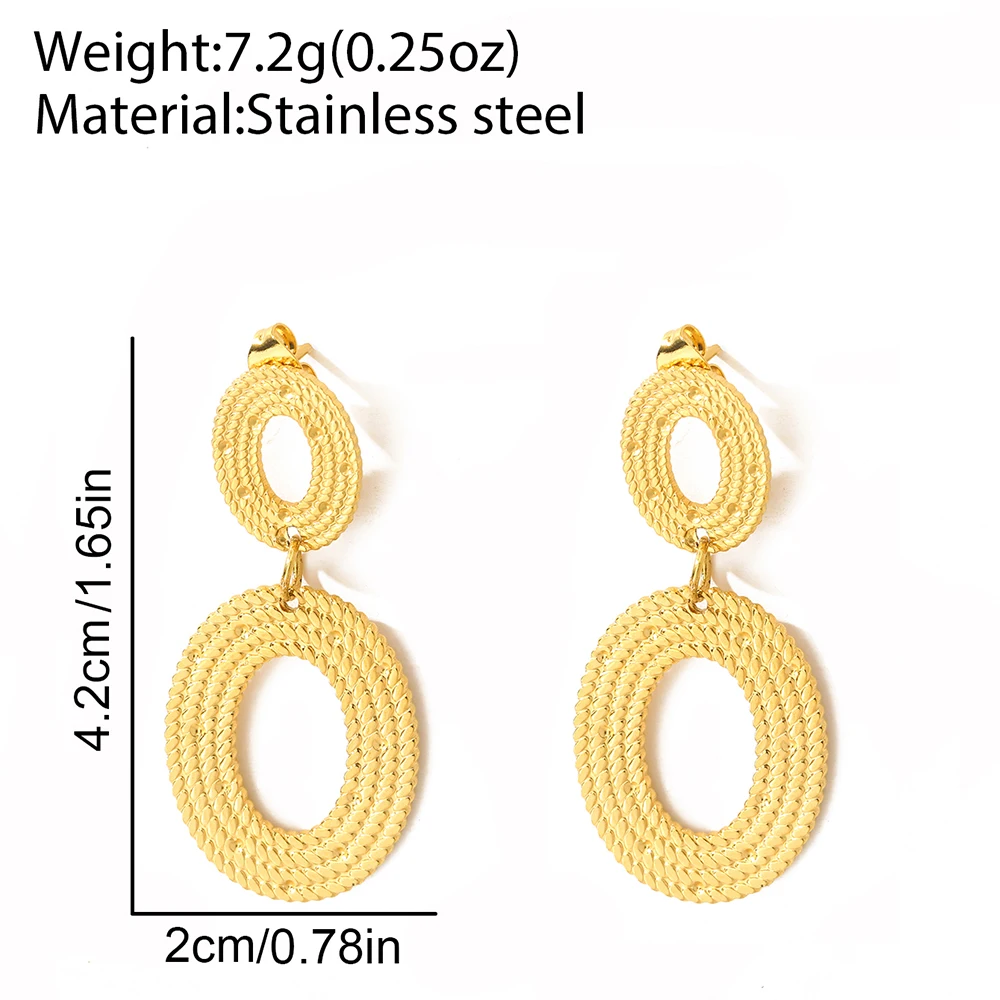 Stainless Steel Earrings Minimalist Design Fashionable Personalized Oval Dangle Earrings For Women Jewelry Commuter Daily Match