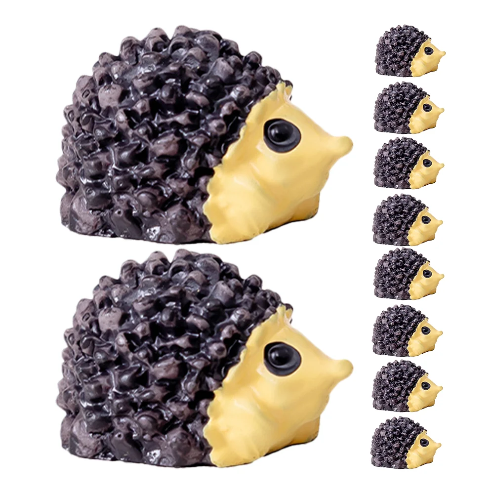 

10 Pcs Little Hedgehog Ornaments Resin Statue Garden Landscape Decoration Tiny Animals Mini Figurines