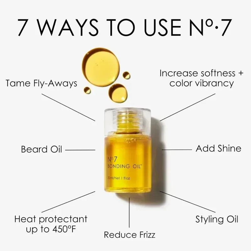 30ml No. 7 Bonding Oil Original Hair Care Repair Damaged Essential Oil Conditioners Increase Shine Softness Color Vibrancy Frizz