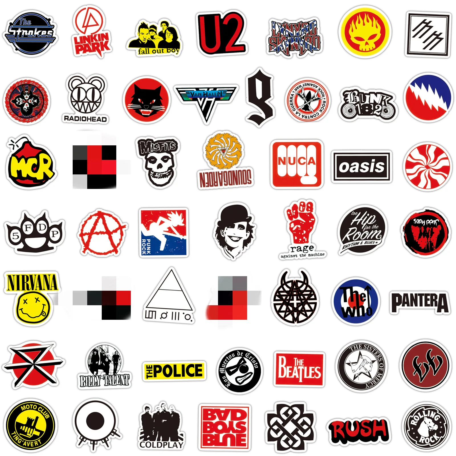 50Pcs Classic Rock Stickers — 60s 70s 80s 90s Rock Band Stickers for Water Bottle & Laptop, Rock and Roll Stickers, Metal Band