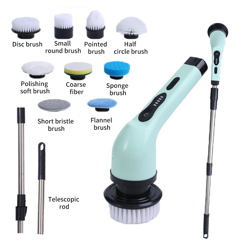 9-in-1 Multifunctional Wireless Electric Cleaning Brush Household Kitchen Bathroom Brush USB Handheld Rotating Cleaning tools