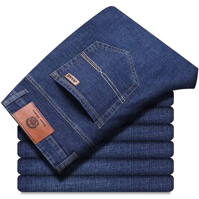 Männer Mode Gerade Jeans Herren 2025, Neue Stretch Slim Fit Hosen Bequeme Weiche Business Denim Hosen Männliche Marke Kleidung