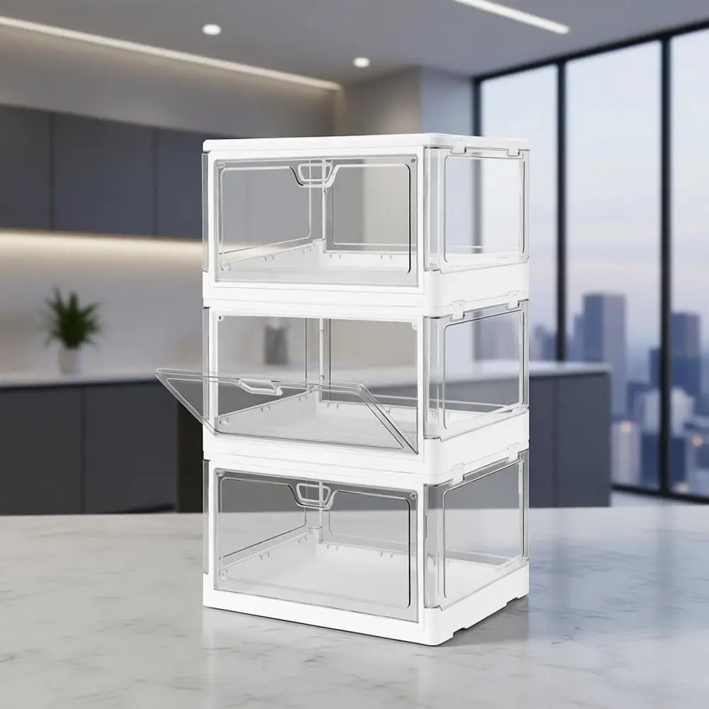 

Stackable Clear Storage Bins with Lids, Large Plastic Organizers for Closets, Bedrooms, Living Rooms, and Kids' Toys, 24 QT