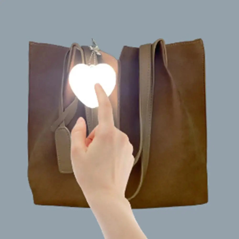 NEW LED Lamp Heart-Shaped Luminous Pendant Keychain Touch Light Purse Night Light With Keychain Clip Xmas Gifts For Women H2Y1