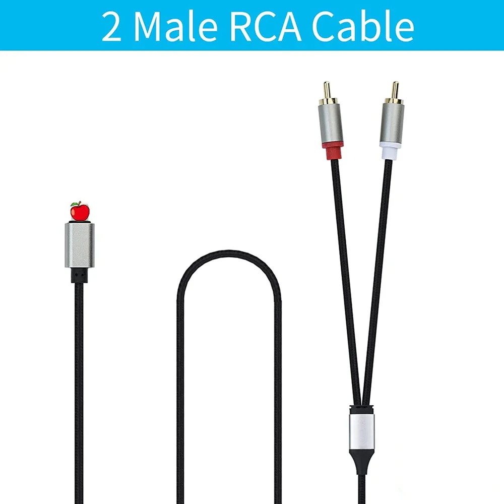 RCA Audio Cable for Home Theater Amplifier Speaker 8Pin To 2 RCA R/L Y Splitter Stereo Cord Compatible with IOS10 Mobile Phones