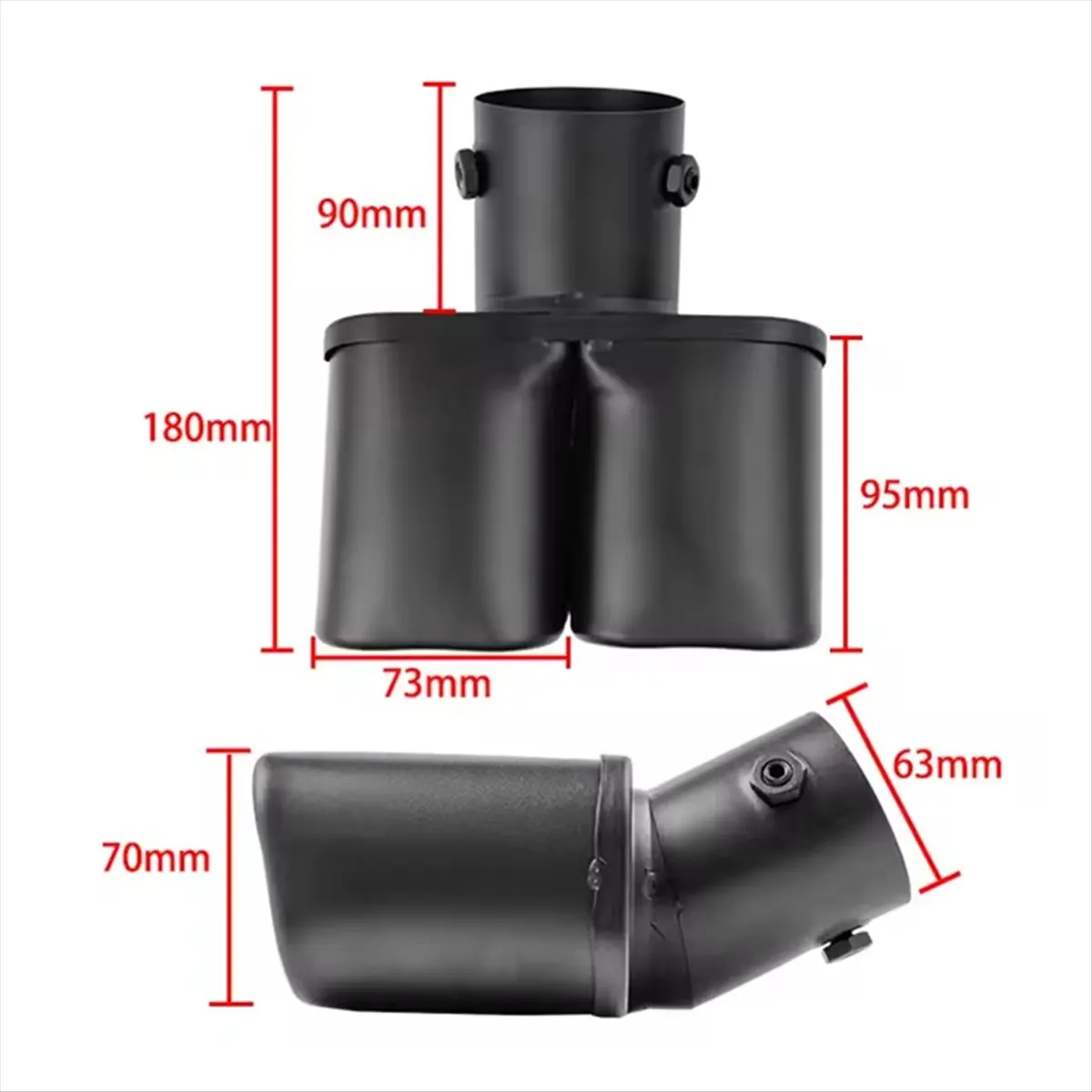 Super Sale Inlet 63mm Dual Outlet Car Exhaust Tip Stainless Steel Black Exhaust Tips Muffler Tail Double Pipe Tube Tips