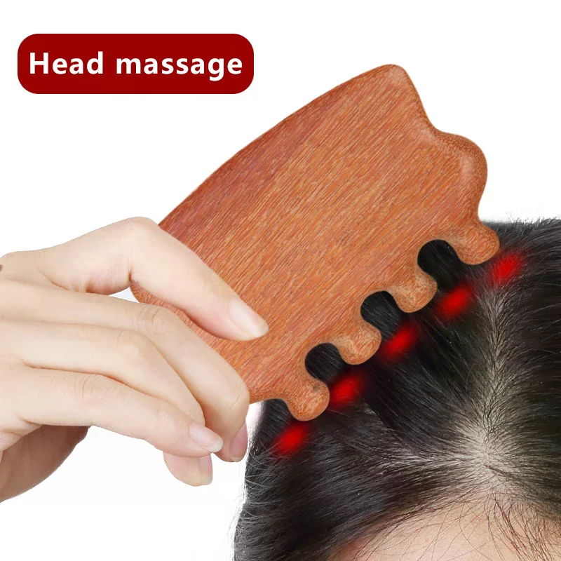 

Five Teeth Head Massage Sandalwood Hair Comb Scalp Relax Acupoint Massager Portable Wooden Handle Comb Anti-static Styling Tool