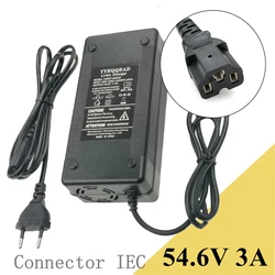 54.6V 3A charger for 13S 48v Li-ion battery pack with IEC connector