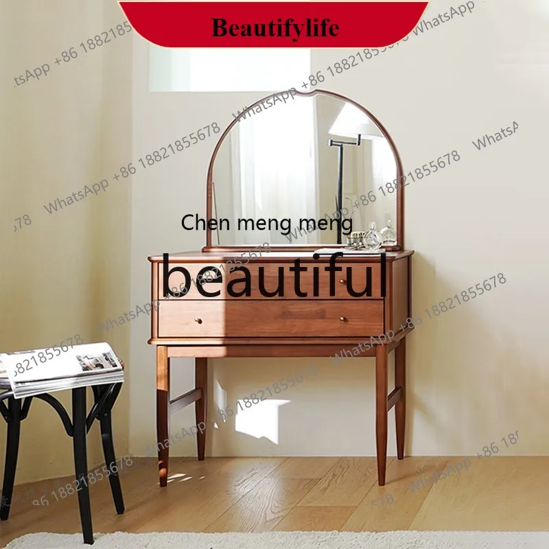 G153 Nordic retro cherry wood dresser medium antique teak color makeup table small apartment storage bedroom