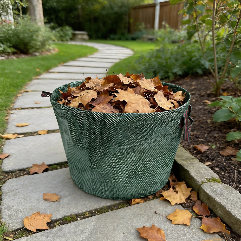 Bolsas para residuos de hojas de 50L, impermeables, reutilizables, con 4 asas, plegables, para flores, cortes de césped y jardín