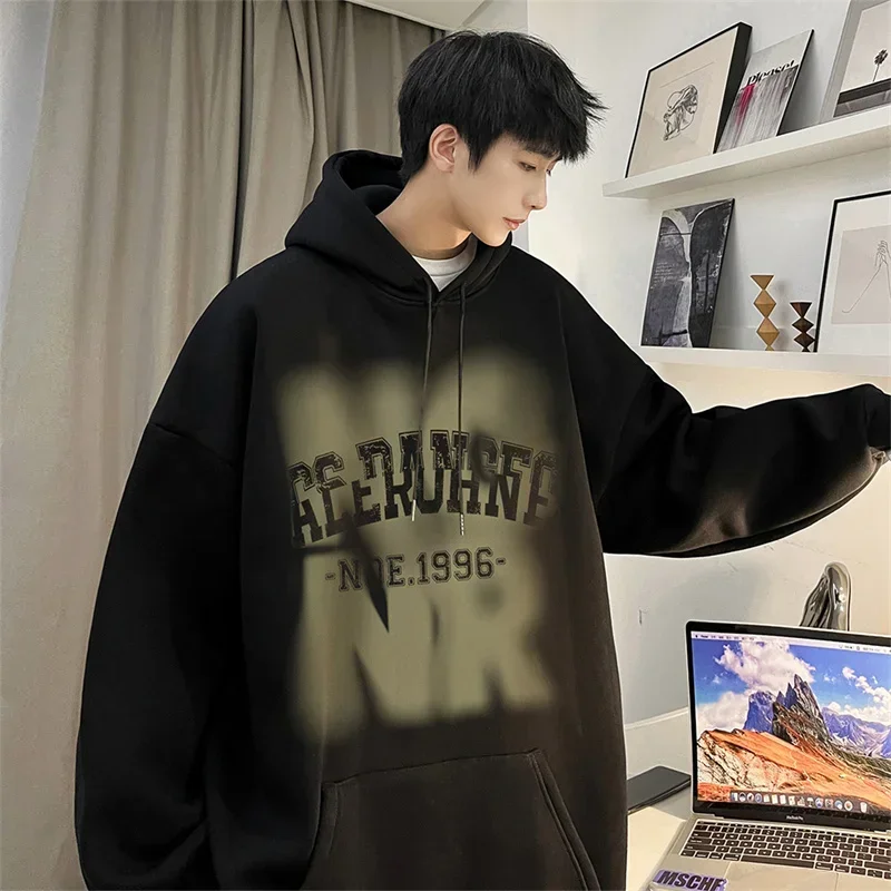 Men's Oversized Hoodie White With Hat 5XL Hoodies Oversize for Men Fashion Letter Print Man Casual Wear Hoody Male Sweatshirt