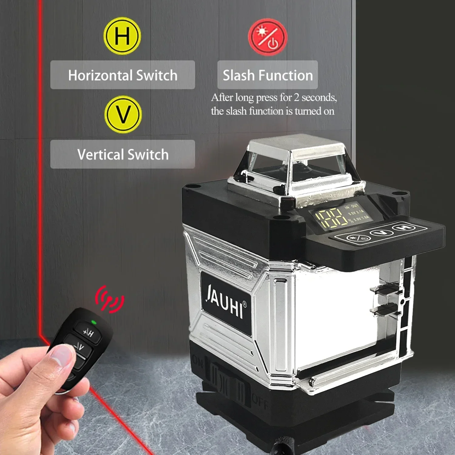 JAUHI 16 Lines 4D Laser Level Self-Leveling 360 Horizontal And Vertical Cross Super Powerful Green Laser Level With 2 Battery