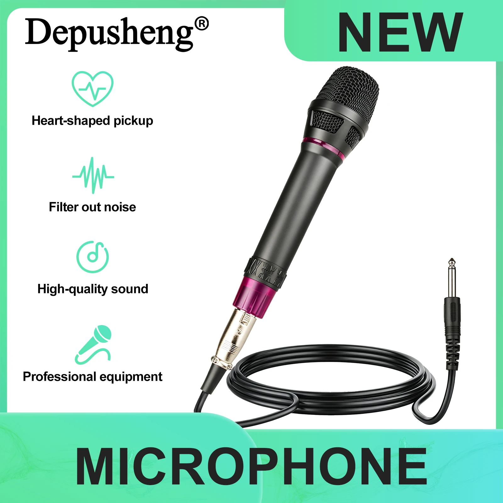 C9 Professional Dynamic Microphone Plug & Play Handheld Vocal Mic With Cable 6.35mm For Karaoke Singing KTV Video Recording