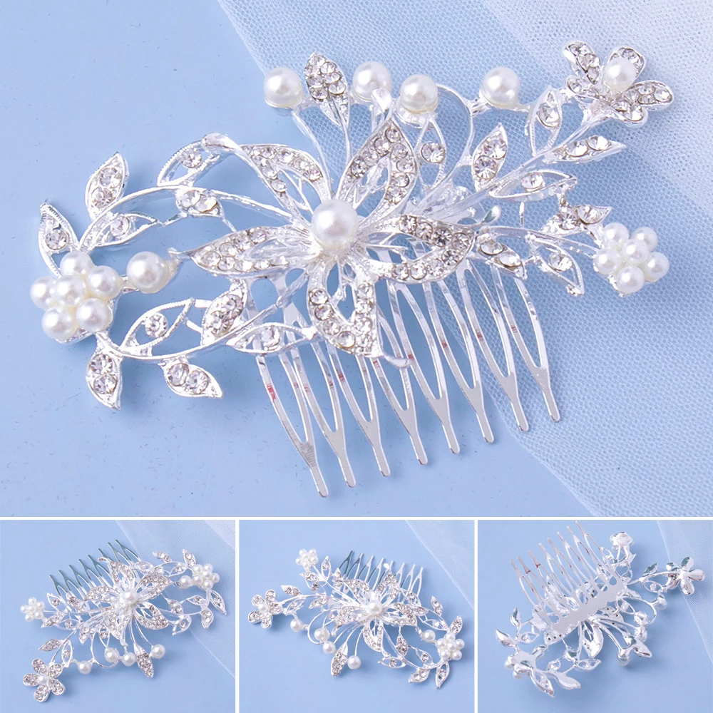 Hair Combs Accessories with Luxurious Rhinestone Floral Style Jewelry for Birthday Stage Party Show Dress up