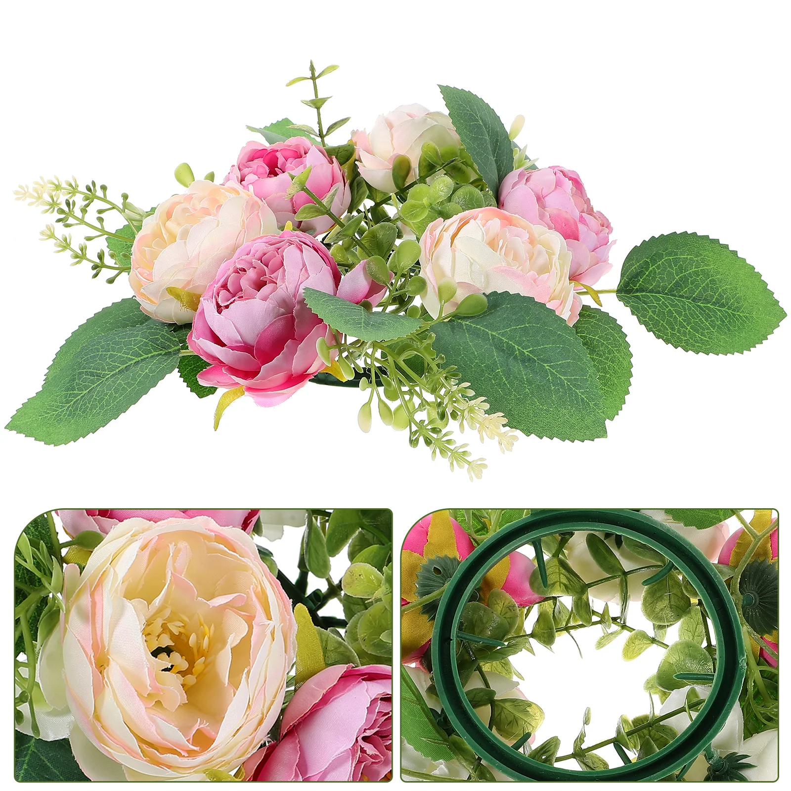 

Artificial Peony Wreath Deep Taupe Home Decor for Wedding Party Spring Festival Table Placement Photo Props Small Floral