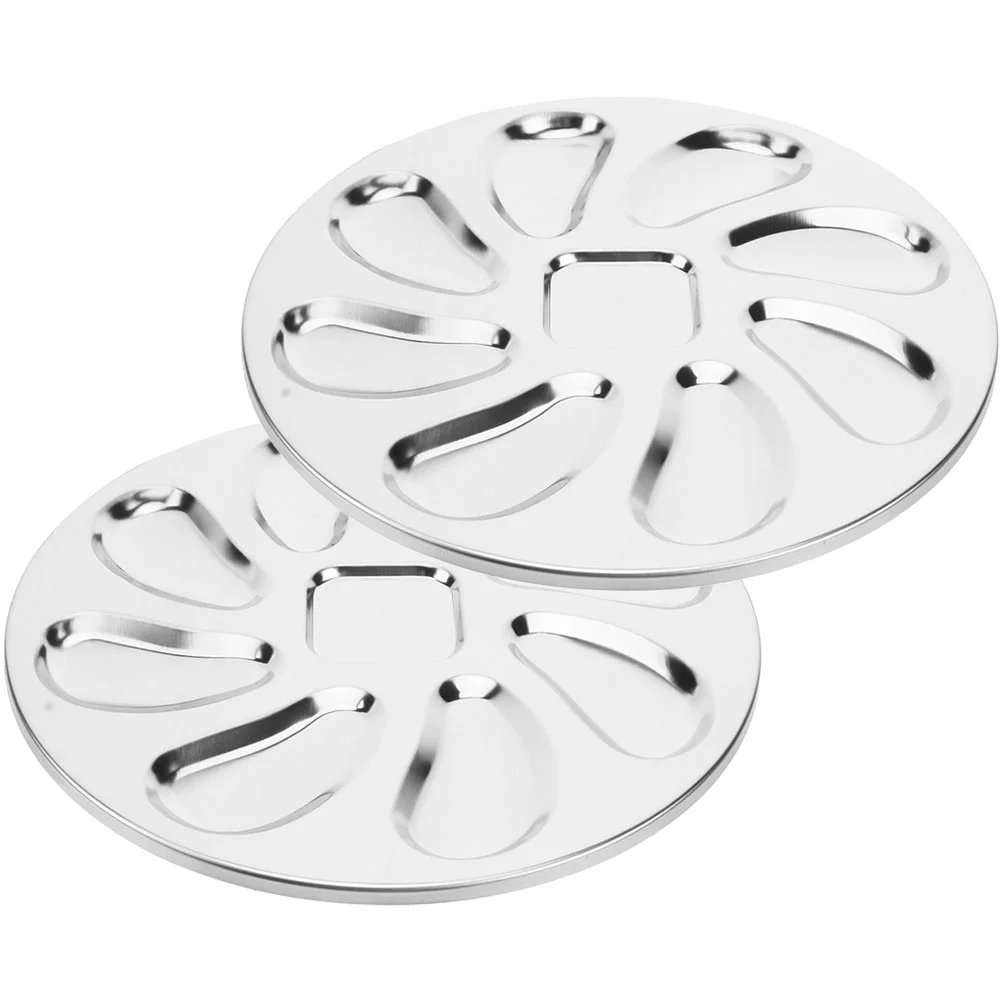 2 Pcs Baking Tray Round Dinner Plate Trays for Oven Convenient Serving Metal Stainless Steel Household Oyster