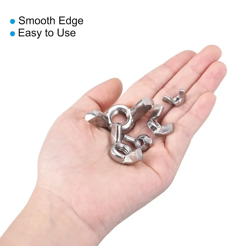 304 Stainless Steel Butterfly Wing Nuts Fasteners Parts Hand Twist Tighten Wing Nuts for Machinery Electronic Equipment DIY