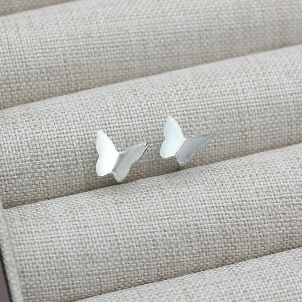 Silvery Metal Butterfly Small Stud Earring for Women Korean Simple Sweet Lovely Animal  Jewelry Wholesale Birthday Gift image 4