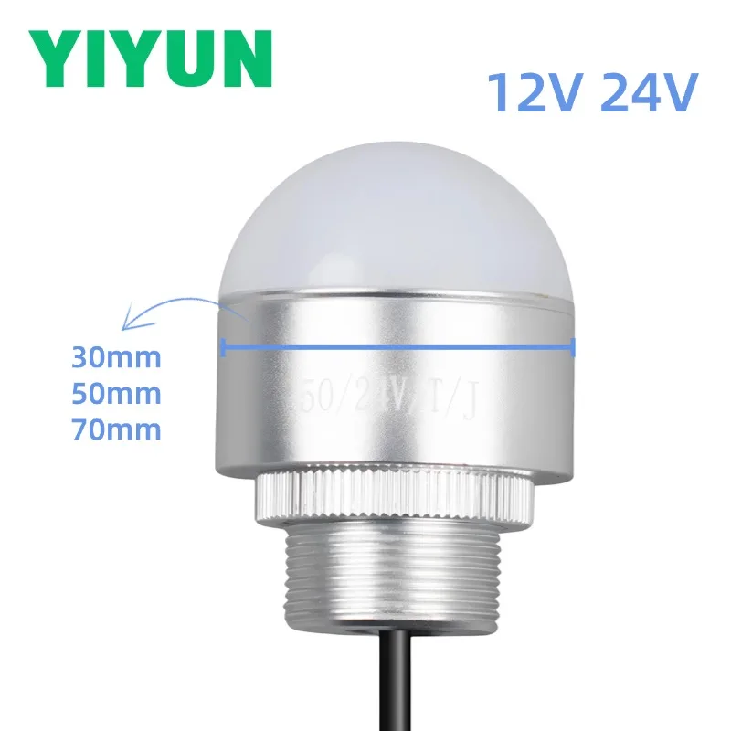 1PC LED Semi‑spherical 3‑Color Indicator Light 12V 24V Metal Waterproof Flashing Pilot Signal Lamp with Buzzer Red Green Yellow