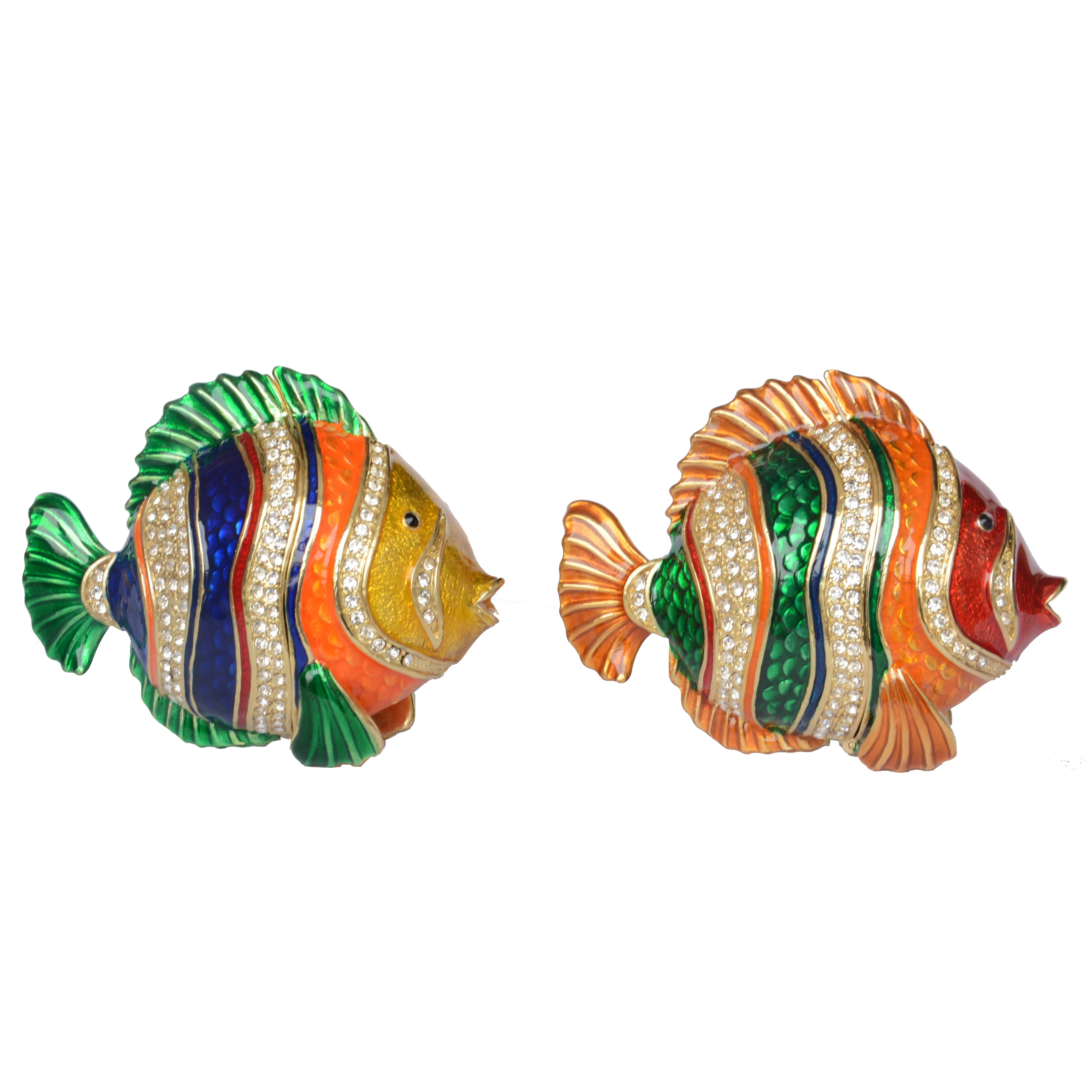 Nemo Fish Trinket Box With Crystal Bejeweled Metal Craft Collectible Gifts