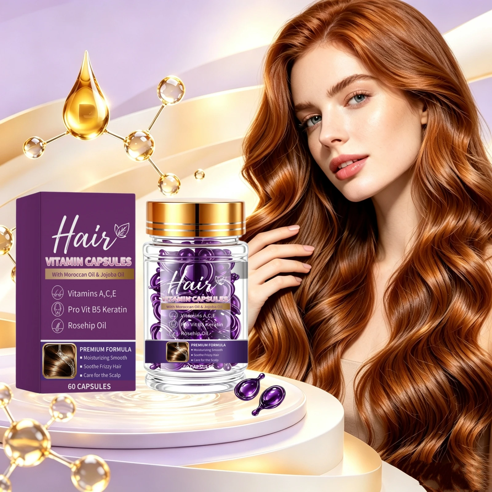 Nourishing Hair Essential Oil Capsules Improve Rough Boost Softness Repair Dry Brittle Damaged Natural Hair‑Care Serum Oil Beads