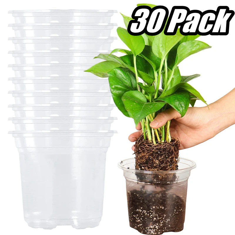 10/30Pcs Transparent Flowerpot Thickened Plant Nursery Pot Seedling Cup Gardening Transplantation Potted Flower Pot Planters