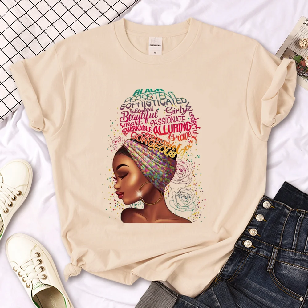 African Print t shirt women graphic top girl 2000s funny y2k clothes