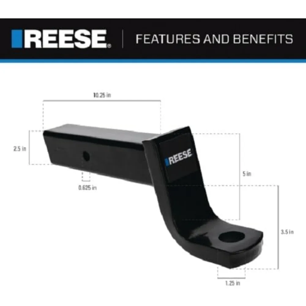 حامل كروي عالي التحمل، سعة 13000 رطل، يناسب جهاز استقبال 2-1/2 بوصة، قطرة 5 بوصة، لمسة نهائية سوداء