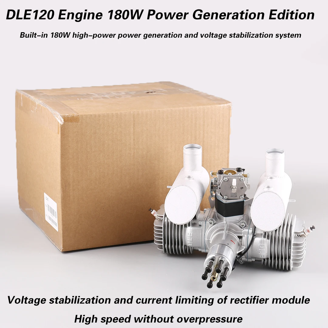 DLE120 120CC Dual Cylinder Two-stroke Gasoline Engine for Drone Model with Power Generation System 180W Displacement