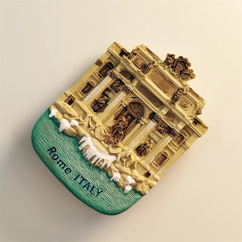 إيطاليا، روما، نافورة تريفي، مجسمة ثلاثية الأبعاد، هدايا تذكارية للسياحة، لوحة راتينج، ديكور منزلي، مغناطيس الثلاجة